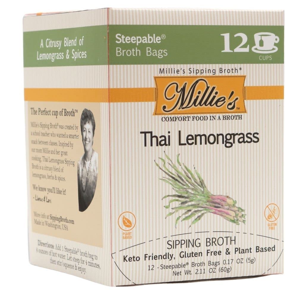 MILLIE'S SIPPING BROTH: Broth Bags Thai Lemongrass, 12 ct