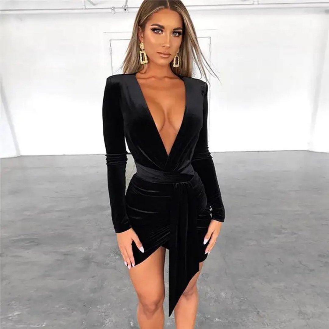 Women's Velvet Low-Cut Knotted Waist Skirt