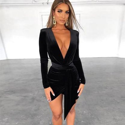 Women's Velvet Low-Cut Knotted Waist Skirt