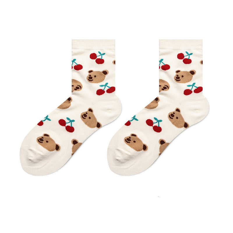 Cute Japanese Cartoon Hand-Painted Women's Socks