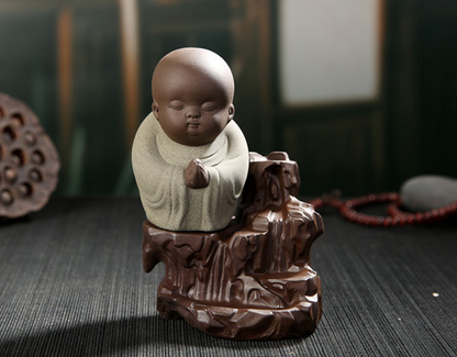 Creative Purple Clay Monk Incense Burner Desktop Decor