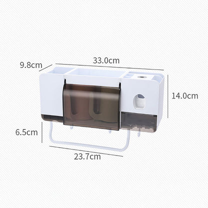 Wall-Mounted Dust-Proof Toothbrush Holder Set with Dispenser