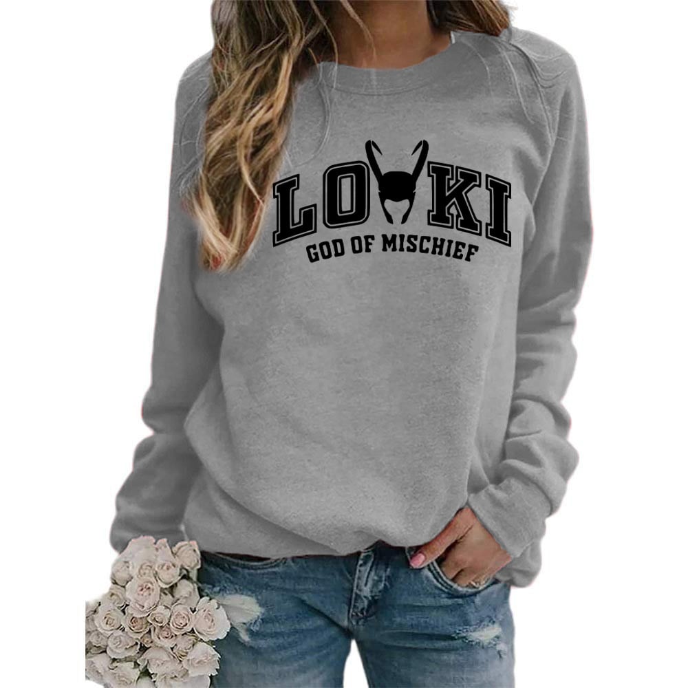 Women's Printed Crew Neck Sweatshirt - Loose Fit Fashion