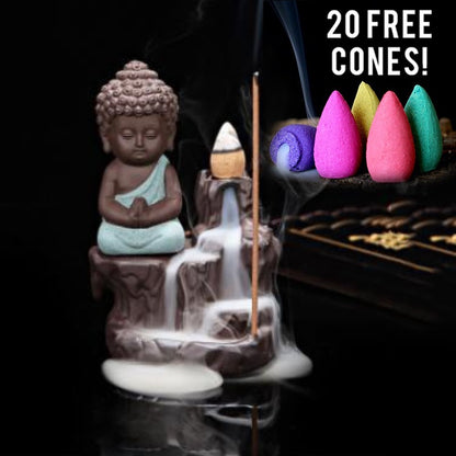 Creative Purple Clay Monk Incense Burner Desktop Decor