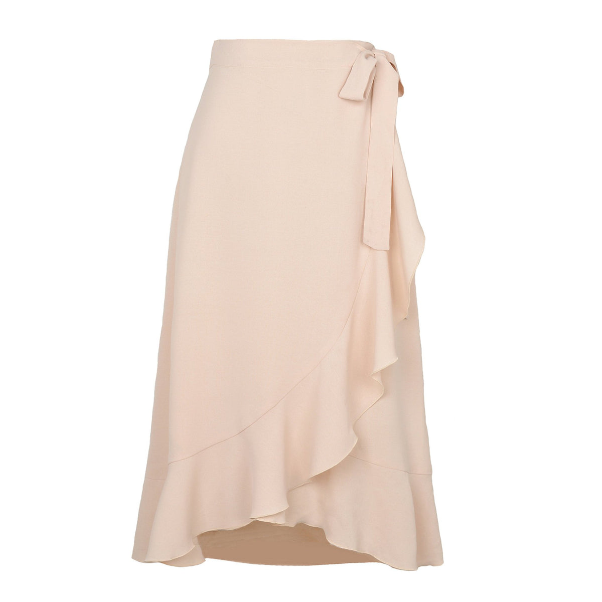 One-Piece Lace-Up Irregular Solid Color Skirt