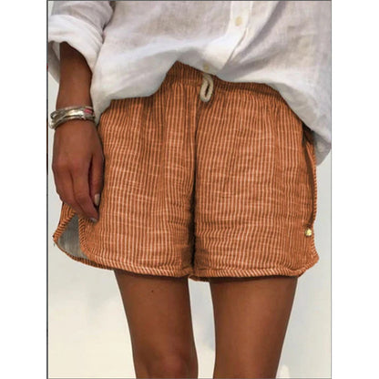 Striped Print Elastic Waist Wide Leg Casual Shorts