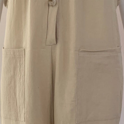 Casual Women's Sleeveless Cotton Linen Wide Leg Jumpsuit