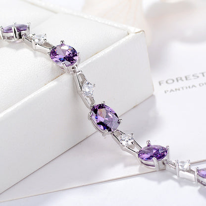 S925 Silver Jewelry with Stylish Amethyst Bracelet