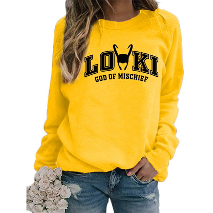 Women's Printed Crew Neck Sweatshirt - Loose Fit Fashion