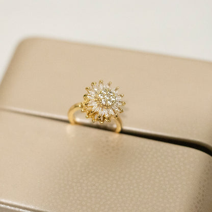 Rotating Sunflower Ring for Anxiety Relief (Women)