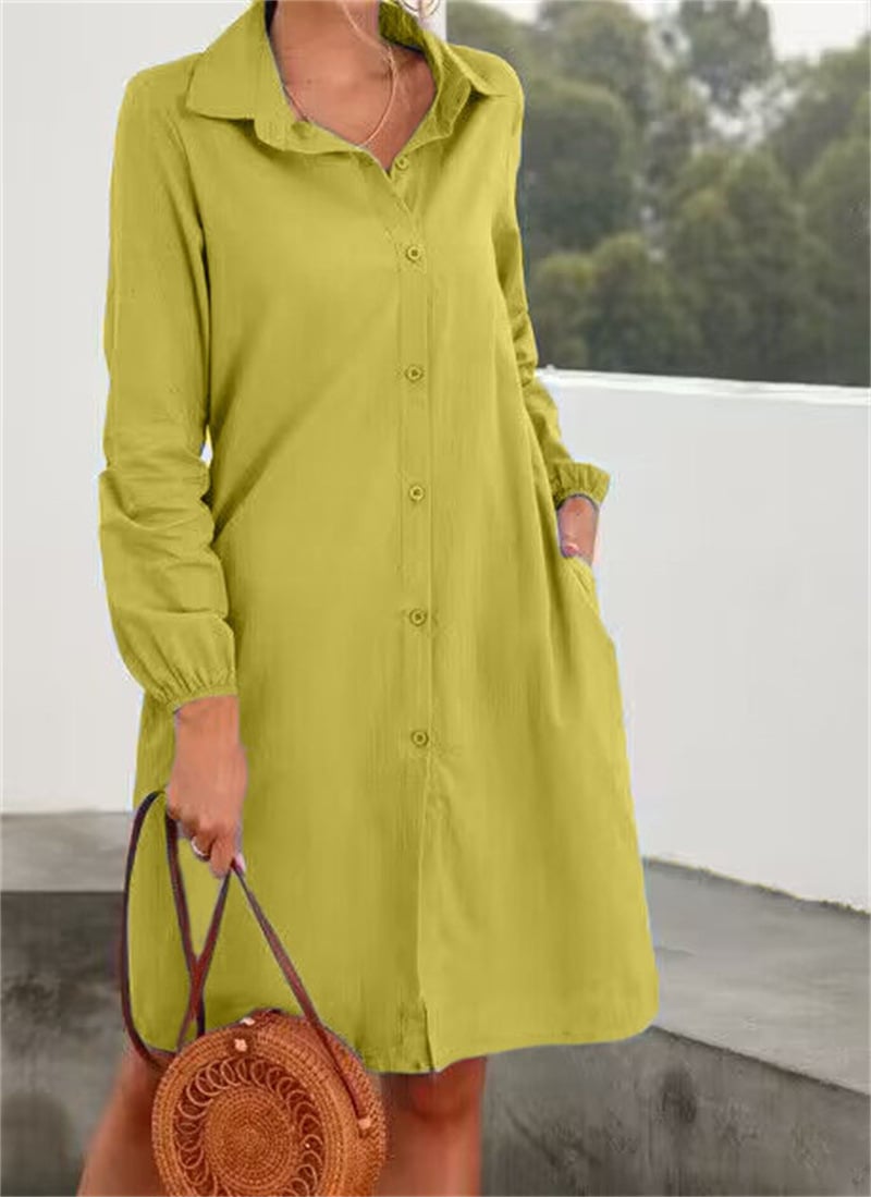 Long Sleeve Solid Color Cardigan with Skirt for Women