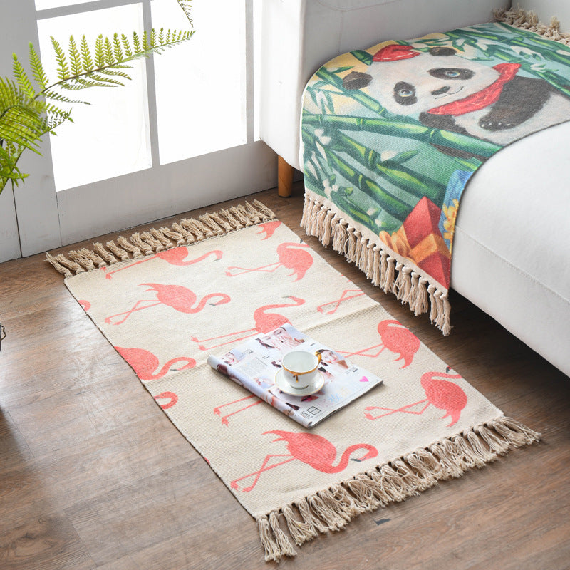Nordic Style Cotton Linen Area Rug for Home Entrance