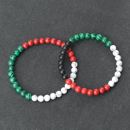 Colorful Stretch Beaded Hand Bracelet with Stones