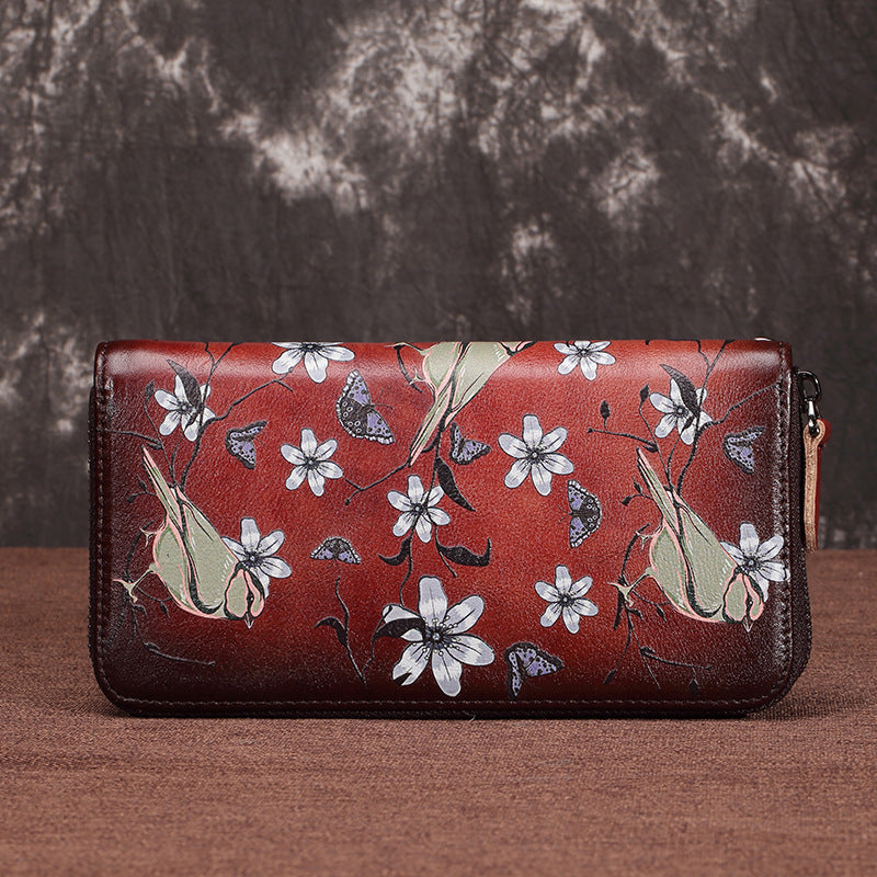 Vintage Women's Cowhide Zipper Wallet