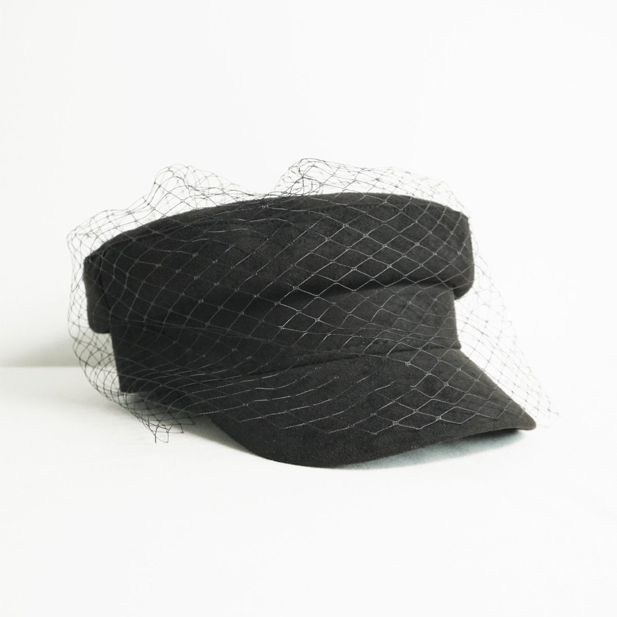 Women's Navy Denim Mesh Flat Top Hat
