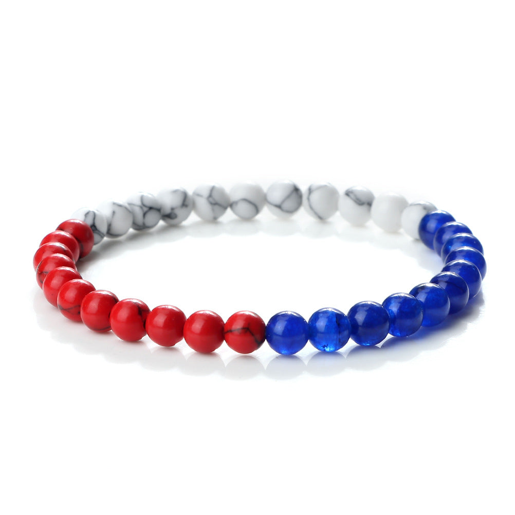 Colorful Stretch Beaded Hand Bracelet with Stones