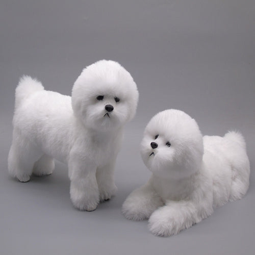 Realistic Pet Dog Model - Plush Bichon Frise Decor