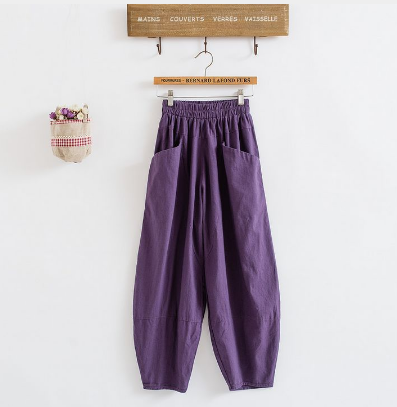 Cotton-Linen Casual Wide-Leg Lantern Pants