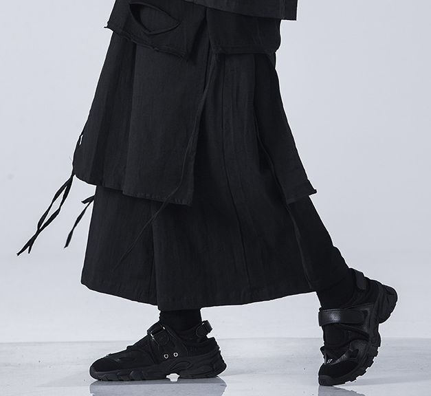 Irregular Short Loose Wide Leg Cotton Linen Pants