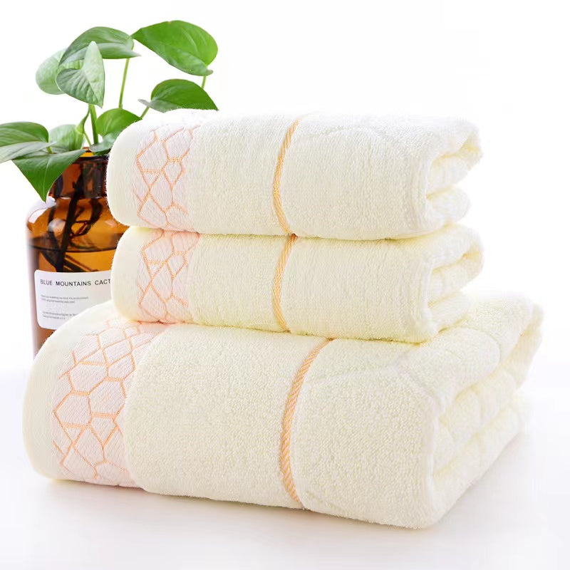 3pcs Solid Color Pure Cotton Bath Towel Set