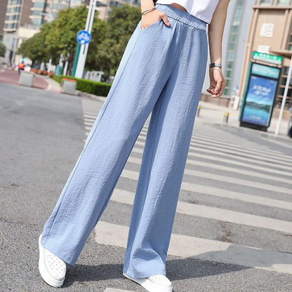 Cotton Linen Wide-Leg Pants for Women - High Waist Casual