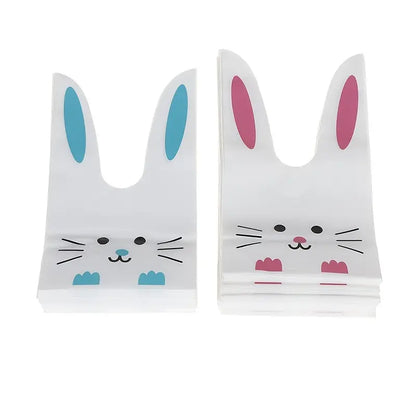50pcs Cute Rabbit Ear Bags for Cookies and Snacks