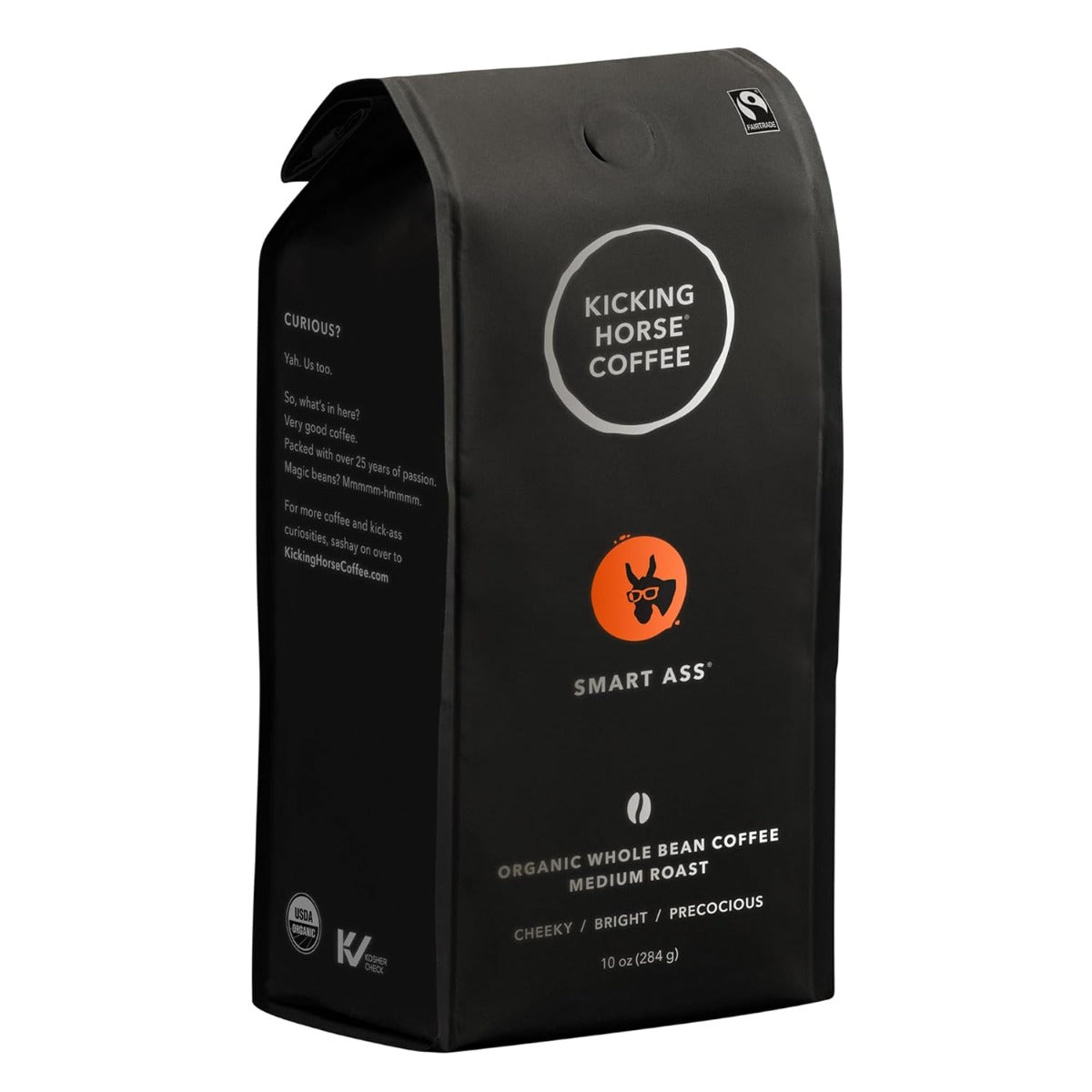 KICKING HORSE: Organic Smart Ass Medium Roast Whole Bean Coffee, 10 oz
