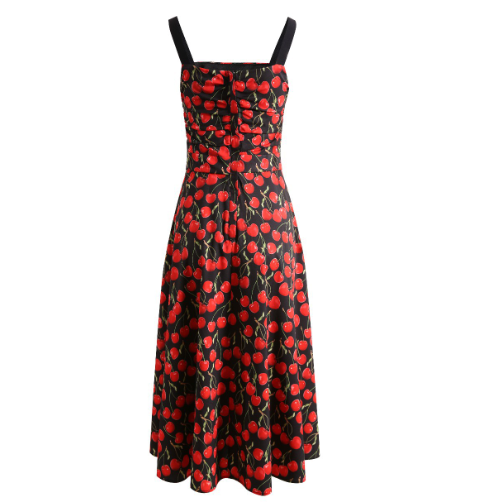 Floral Printed Cherry Belt Dress