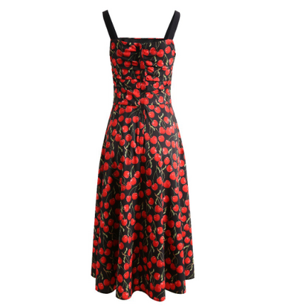 Floral Printed Cherry Belt Dress