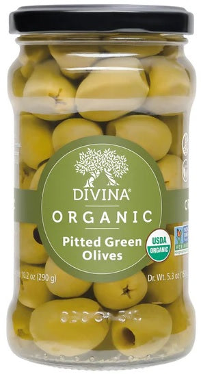 DIVINA: Organic Green Olives Pitted, 5.3 oz
