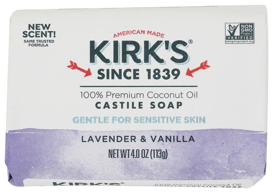 KIRKS: Castile Bar Soap Lavender and Vanilla, 4 oz