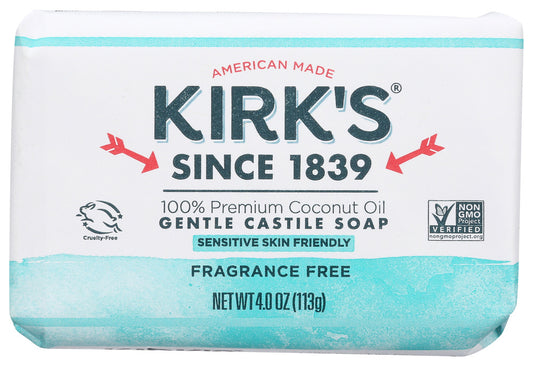 KIRK'S: Original Coco Castile Bar Soap Fragrance Free, 4 oz