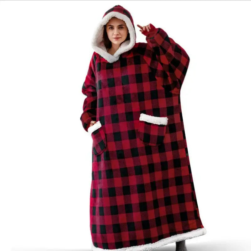 Cozy Flannel Blanket with Sleeves for Winter Comfort