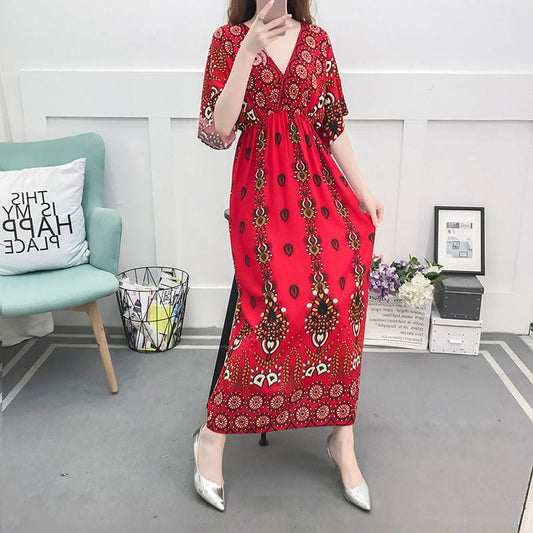 Women's Ethnic Style Cotton Silk Seaside Dress