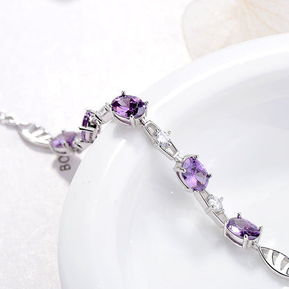 S925 Silver Jewelry with Stylish Amethyst Bracelet