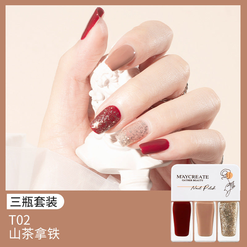 3-Piece Fast-Drying Peelable Nail Polish Set (20 Colors)