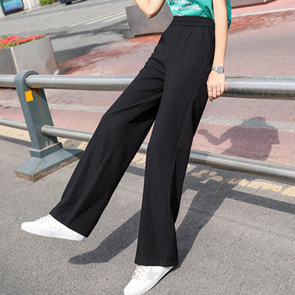 Cotton Linen Wide-Leg Pants for Women - High Waist Casual