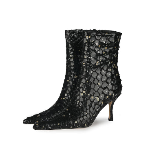 Spring Solid Color Sexy Fish Scale Ankle Boots