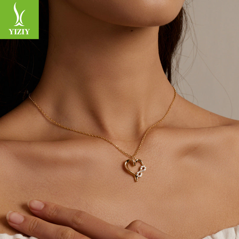 New Infinite Love Heart Gold-Plated Necklace BSN236