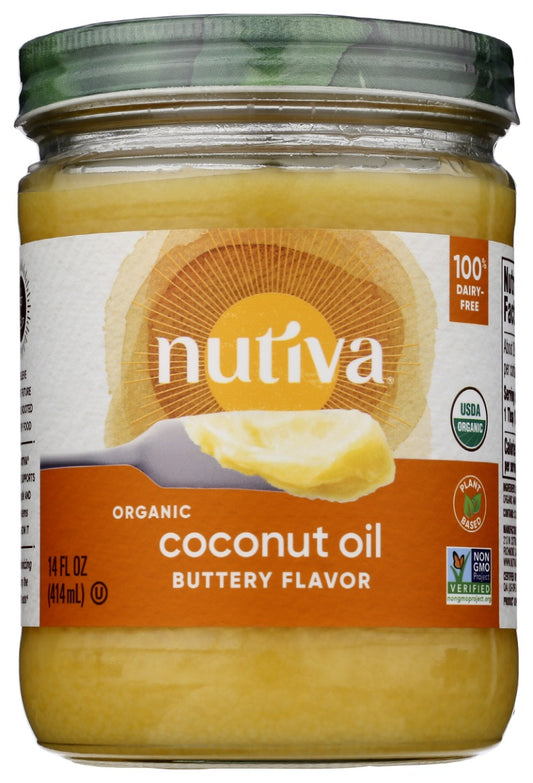 NUTIVA: Coconut Oil Organic Buttery Flavor, 14 Oz