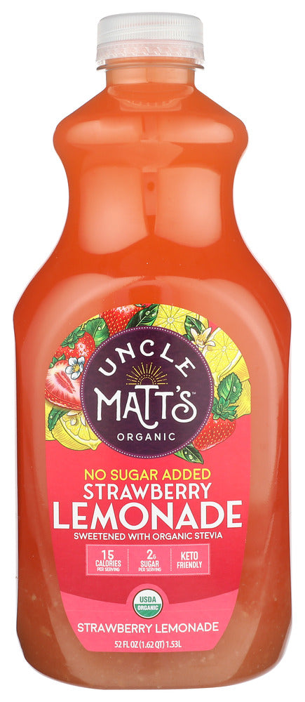 UNCLE MATTS ORGANIC: Lemonade Strawberry No Sugar Added, 52 fo