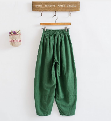 Cotton-Linen Casual Wide-Leg Lantern Pants