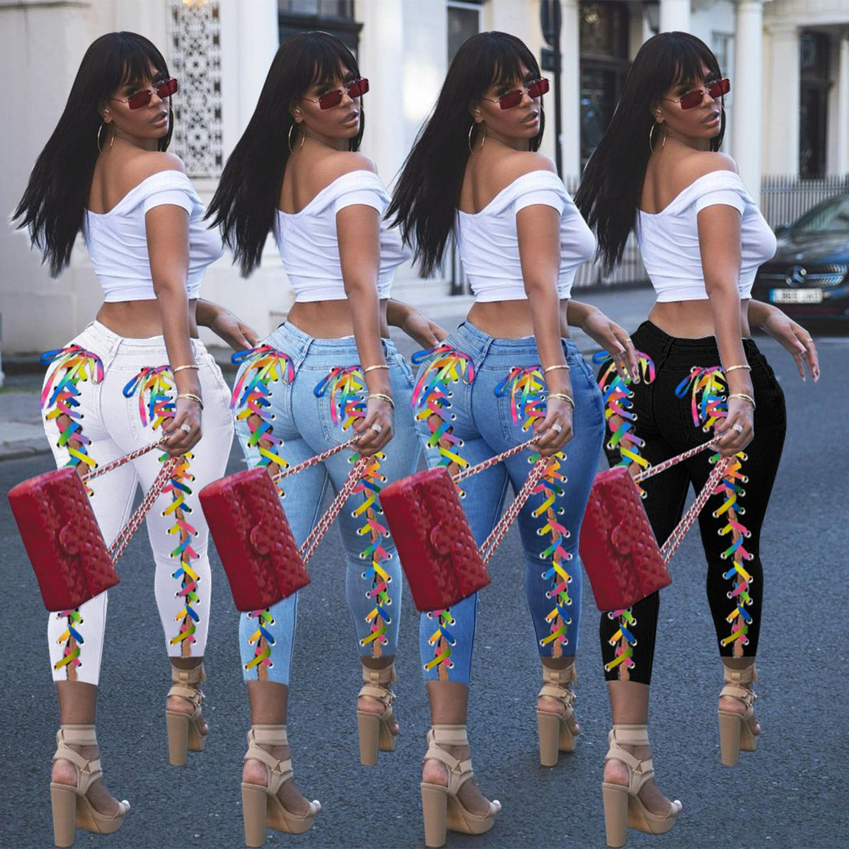 High Elastic Denim Pencil Pants for Women