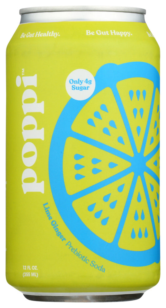 POPPI: Ginger Lime Prebiotic Soda, 12 fo
