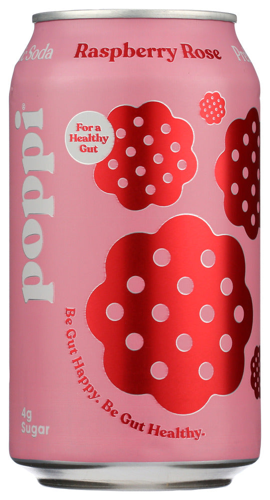 POPPI: Raspberry Rose Prebiotic Soda, 12 fo