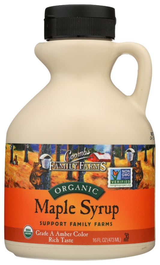 COOMBS FAMILY FARMS: Grade A Amber Color Rich Taste Organic Maple Syrup, 16 oz