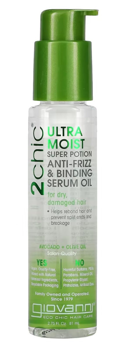 GIOVANNI COSMETICS: 2chic Ultra-Moist Super Potion Anti-Frizz Binding Serum Avocado & Olive Oil, 1.8 oz