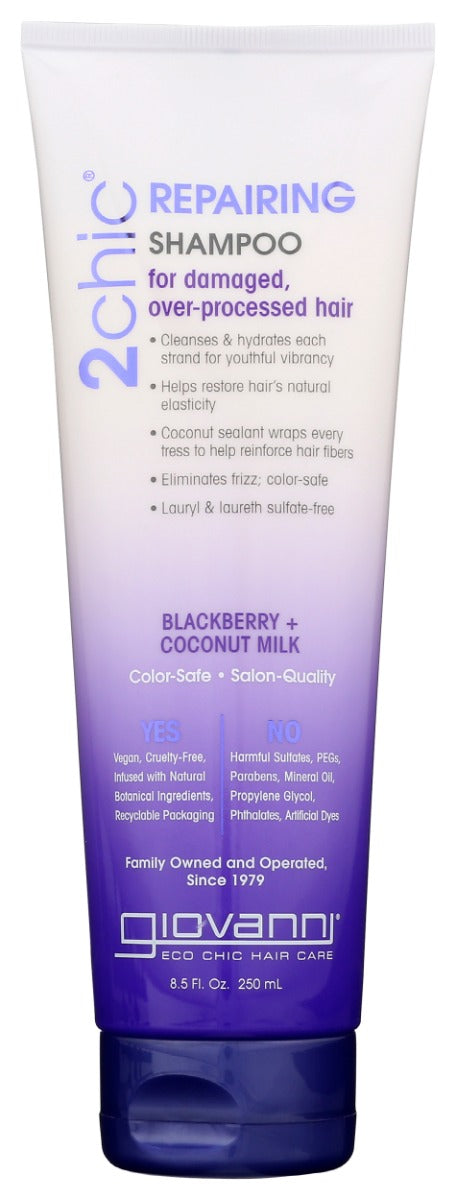 GIOVANNI: Cosmetics 2Chic Repairing Shampoo Blackberry & Coconut Milk, 8.5 Oz