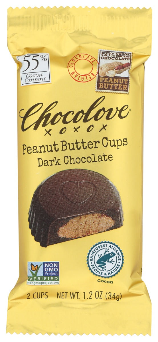 CHOCOLOVE: Peanut Butter Cups Dark Chocolate, 1.2 oz