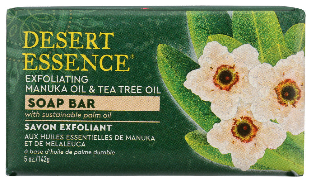 DESERT ESSENCE: Exfoliating Manuka Oil and Tea Tree Oil Soap Bar, 5 oz